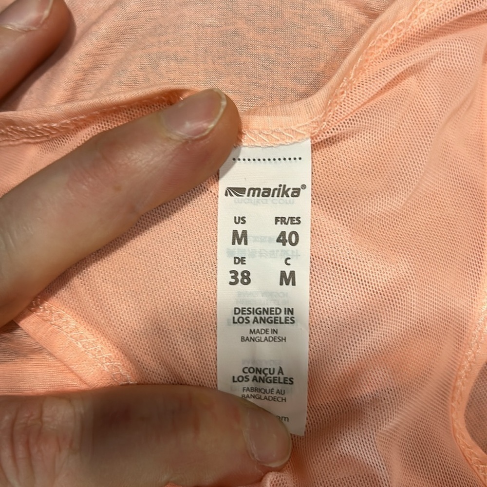Marika Women’s Peach Sheer Front Mesh Back Racerback Athletic‎ Tank Top Medium - Picture 7 of 8